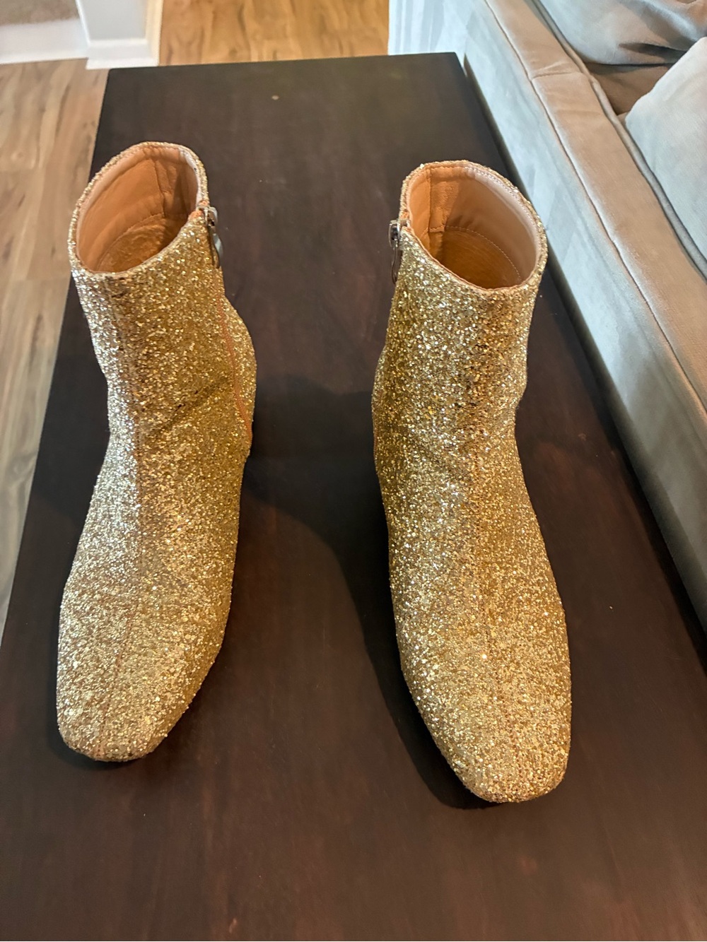 SHEIN Gold Glitter Ankle Booties - Picture 2 of 7